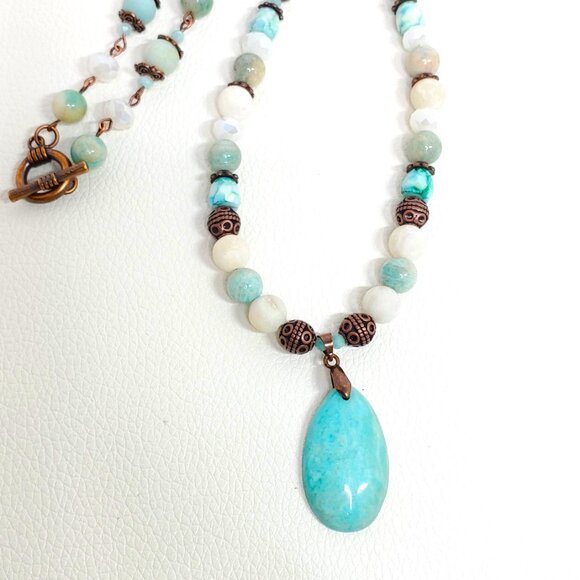 Amazonite and Crystal Necklace - Picture 5 of 11